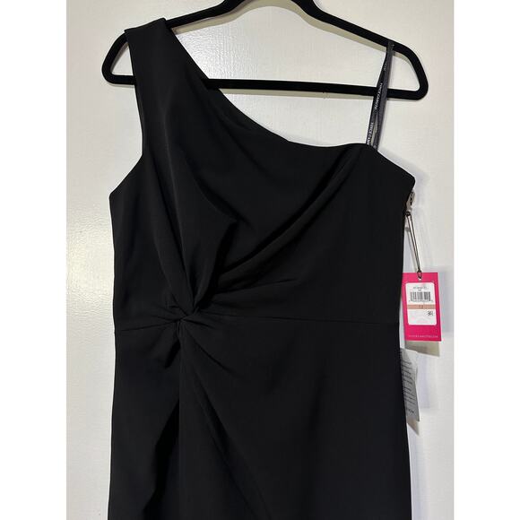 Vince Camuto Ruffle Detail One-Shoulder High-Low Gown Black Size 12 NWT Elegant - Picture 3 of 14